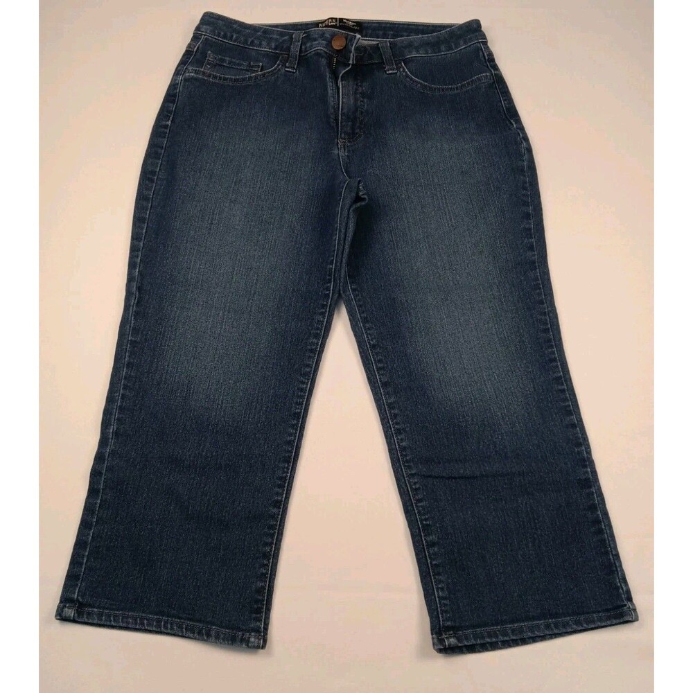 Riders by Lee Mid Rise Capri Dark Wash Denim Blue Jeans Size 10 Medium Stretch